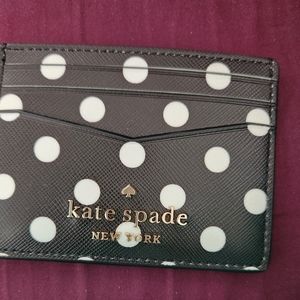 Kate Spade ID holder black with white polka dots